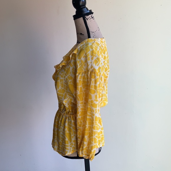 Anthropologie Girls From Savoy silk yellow… - Picture 4 of 7